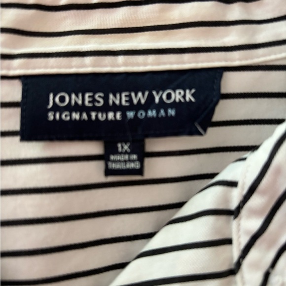 JONES NEW YORK button down shirt. black and  white, size  1X, all cotton - Picture 3 of 7